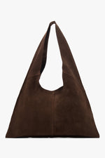 Brązowa torebka damska typu hobo z włoskiego weluru naturalnego Premium Estro ER00118648.