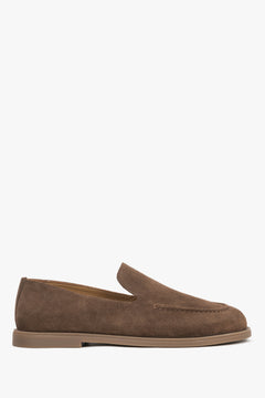Brązowe mokasyny damskie typu barefoot z włoskiego weluru naturalnego Premium.