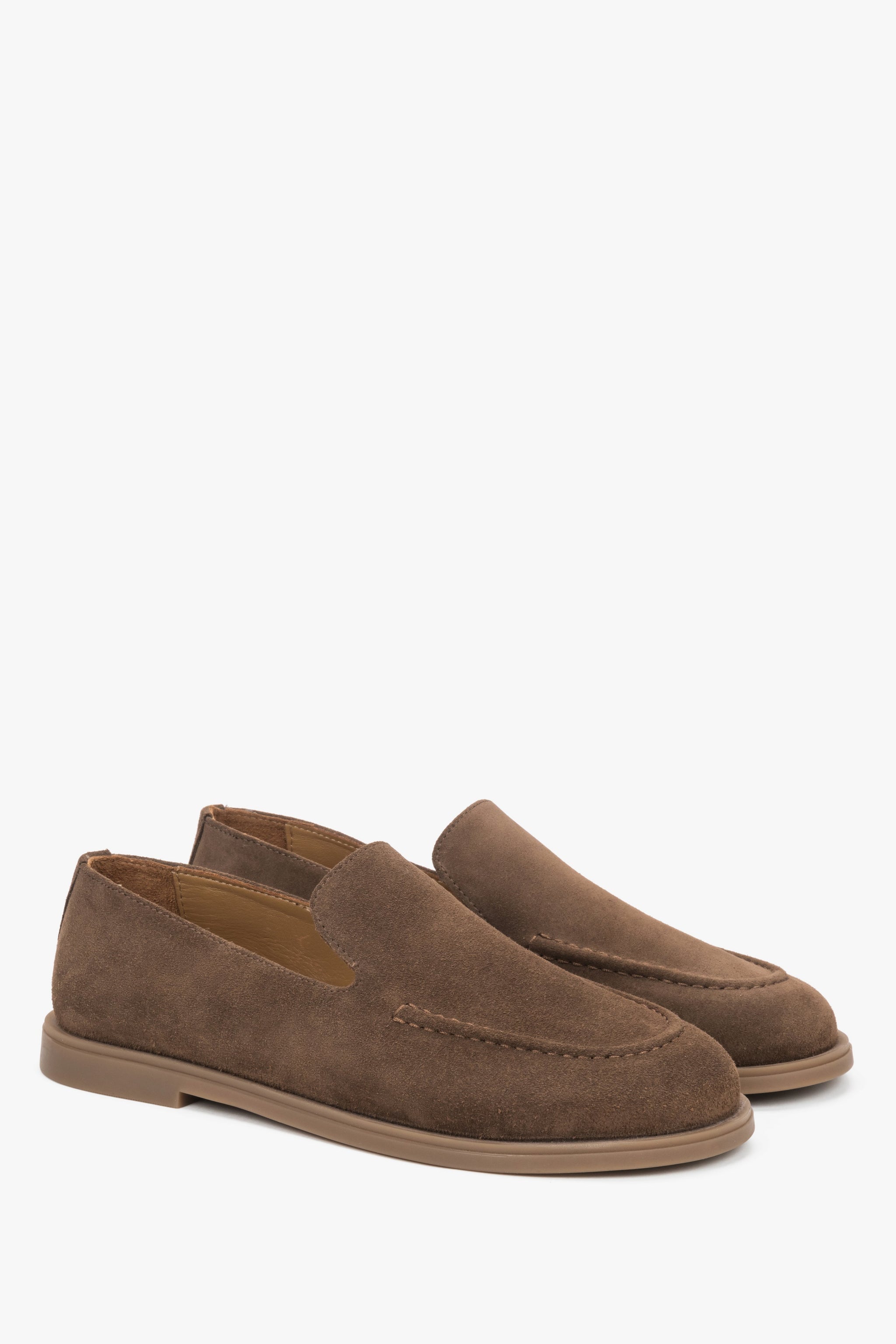Damskie brązowe mokasyny typu barefoot z włoskiego weluru naturalnego Premium Estro.