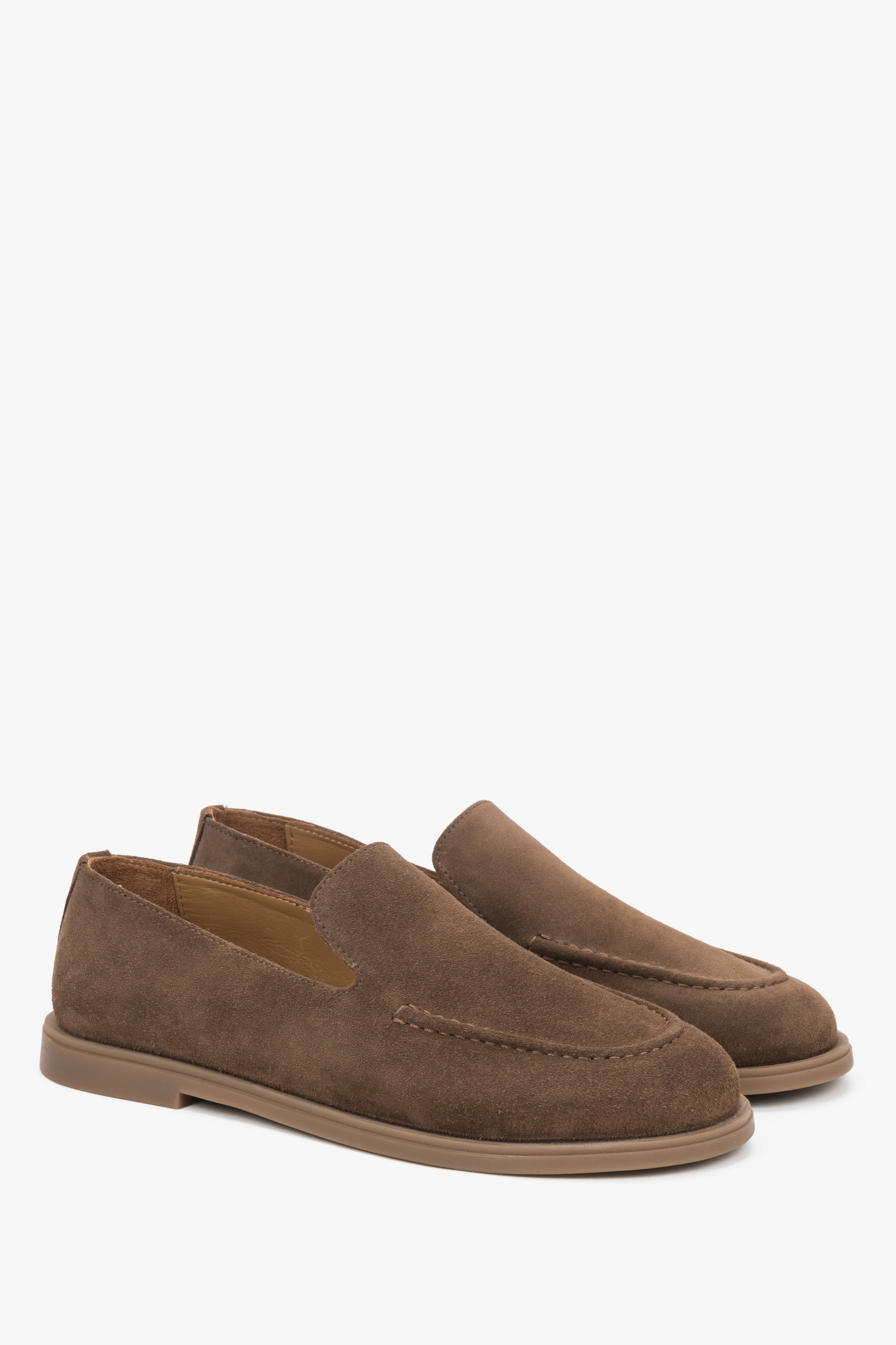 Damskie brązowe mokasyny typu barefoot z włoskiego weluru naturalnego Premium Estro.