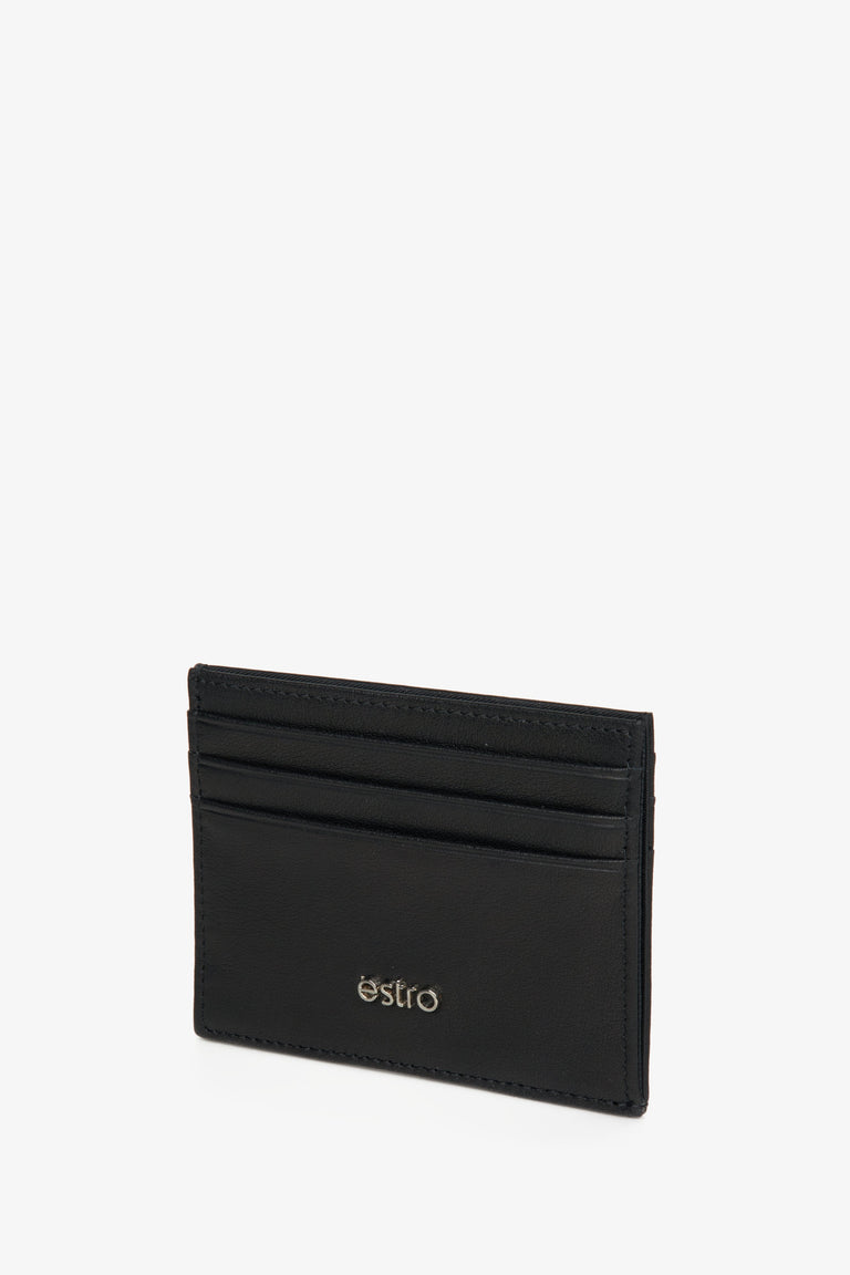 Skórzany portfel na dokumenty w kolorze czarnym.