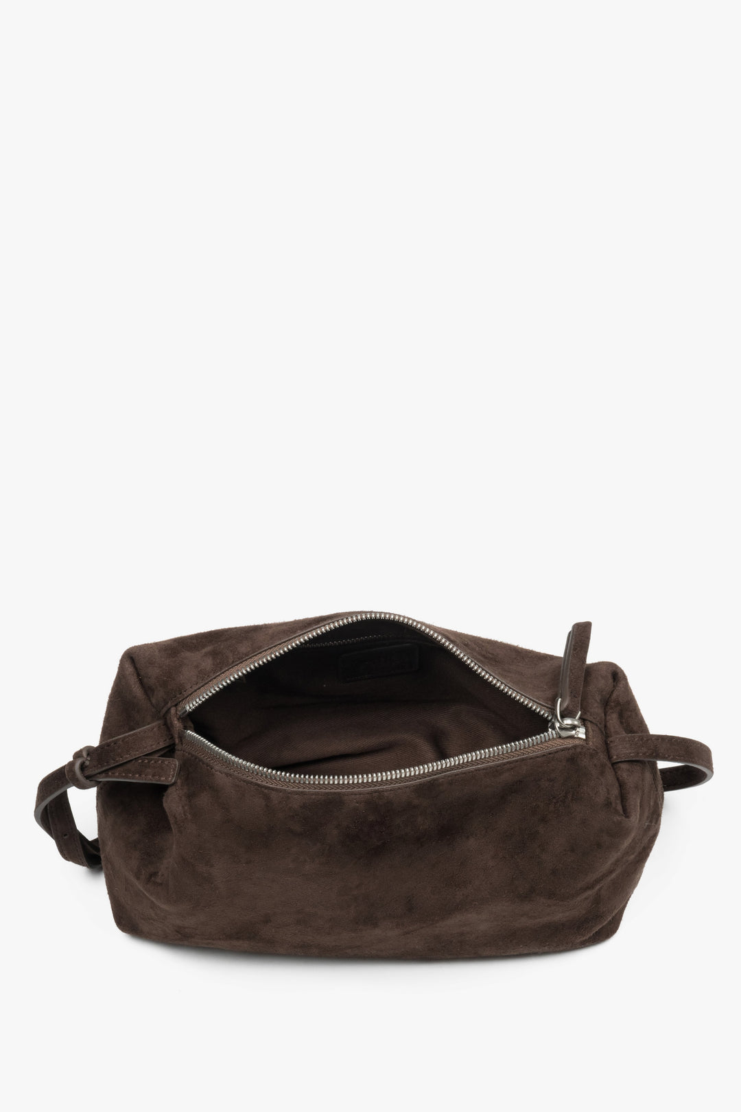 Listonoszka damska, ciemnobrązowa, z miękkiego weluru naturalnego, Estro.