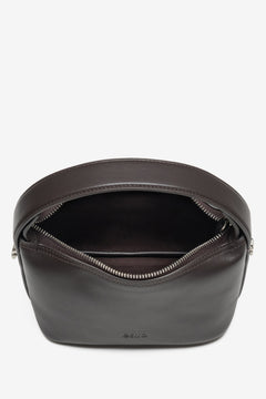 Stylowa mała torebka crossbody damska ciemnobrązowa ze skóry naturalnej Estro
