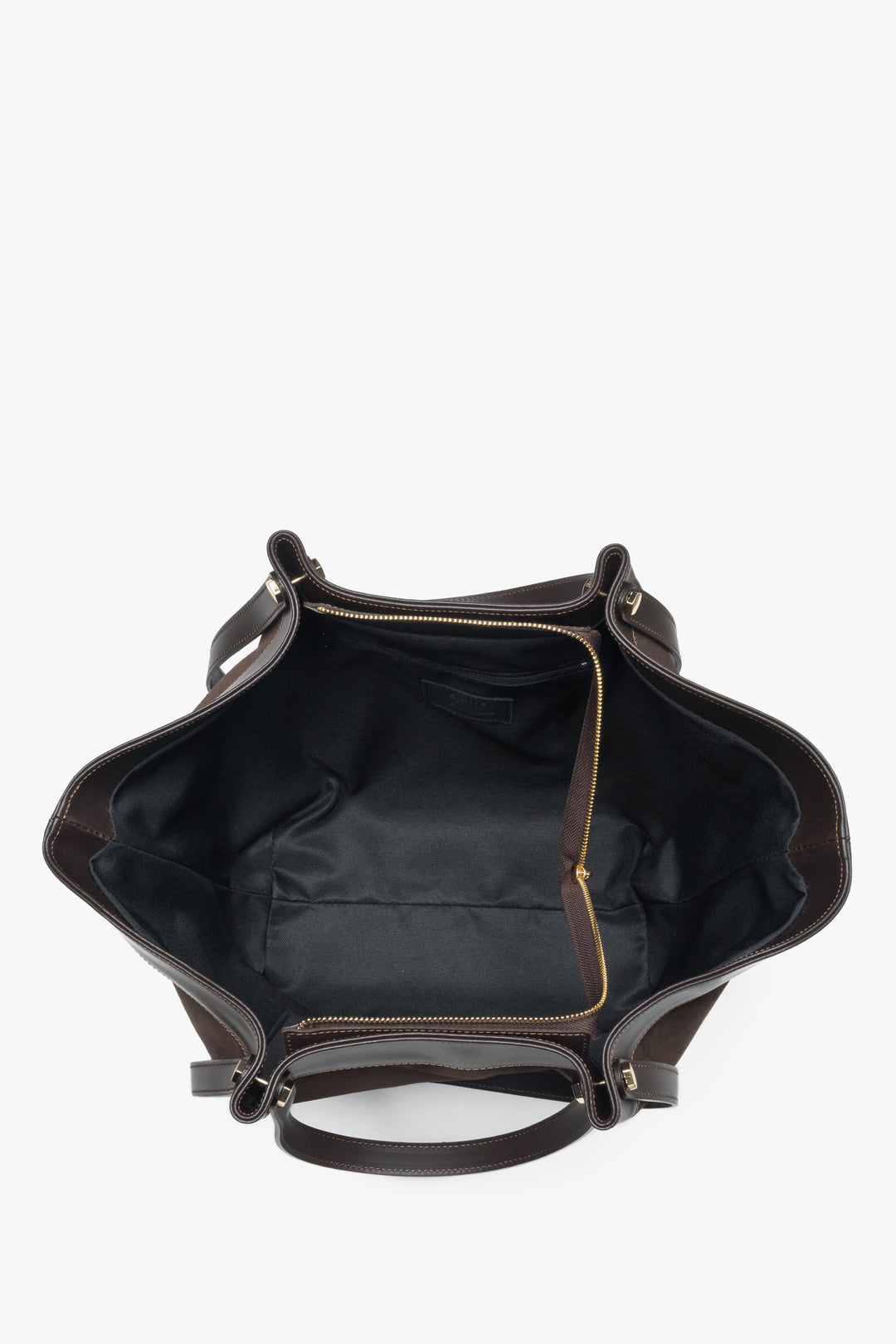 Ciemnobrązowa shopperka damska Estro, z włoskiego weluru naturalnego Premium.