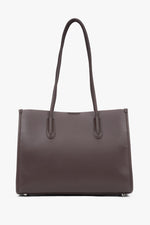 Ciemnobrązowa skórzana shopperka damska z długimi rączkami Estro ER00118032.