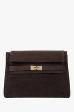 Ciemnobrązowa torba damska na ramię z włoskiego weluru naturalnego Premium Estro ER00118736.