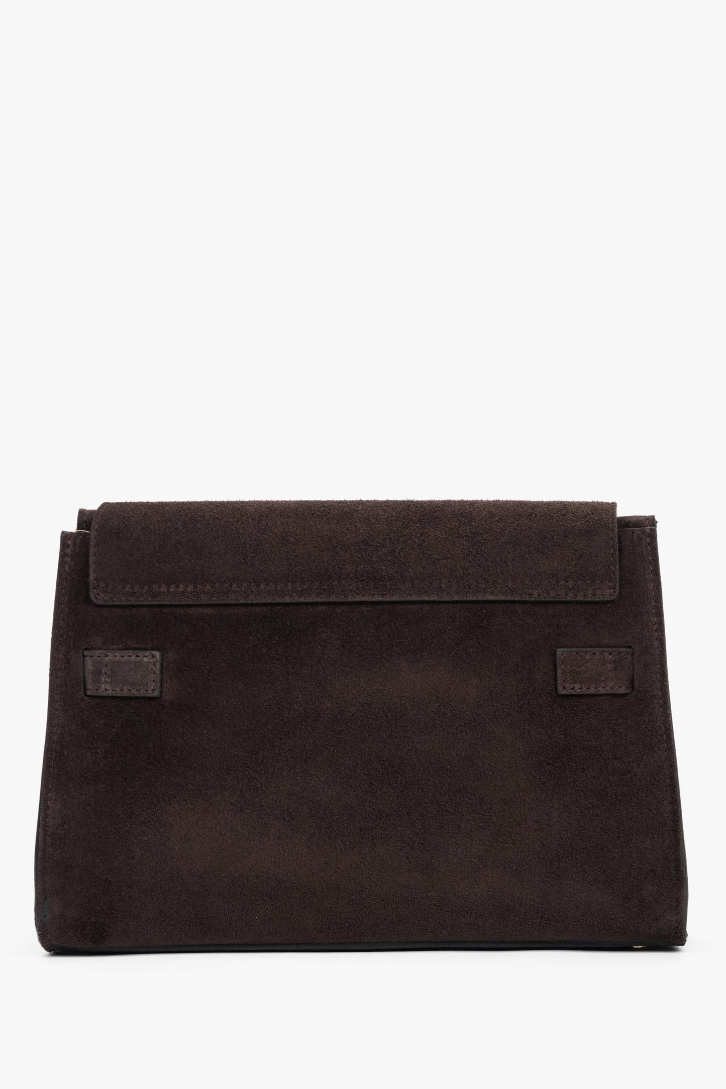 Damska ciemnobrązowa torba na ramię z włoskiego weluru naturalnego Premium Estro.