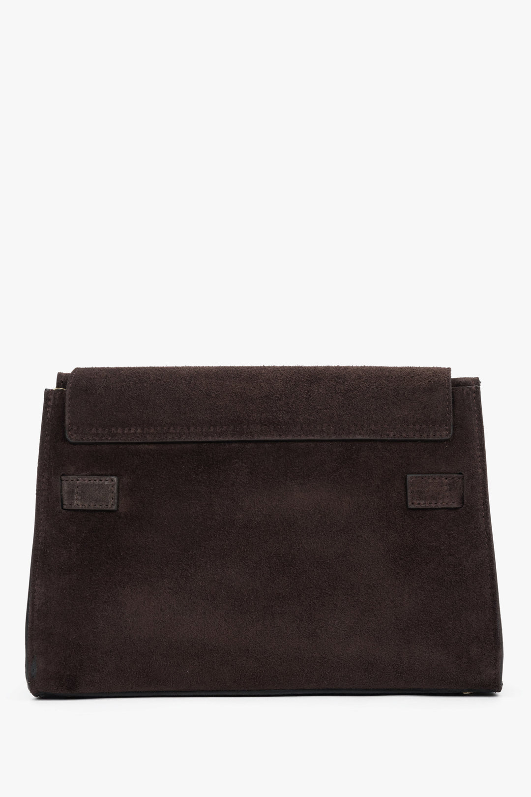 Damska ciemnobrązowa torba na ramię z włoskiego weluru naturalnego Premium Estro.