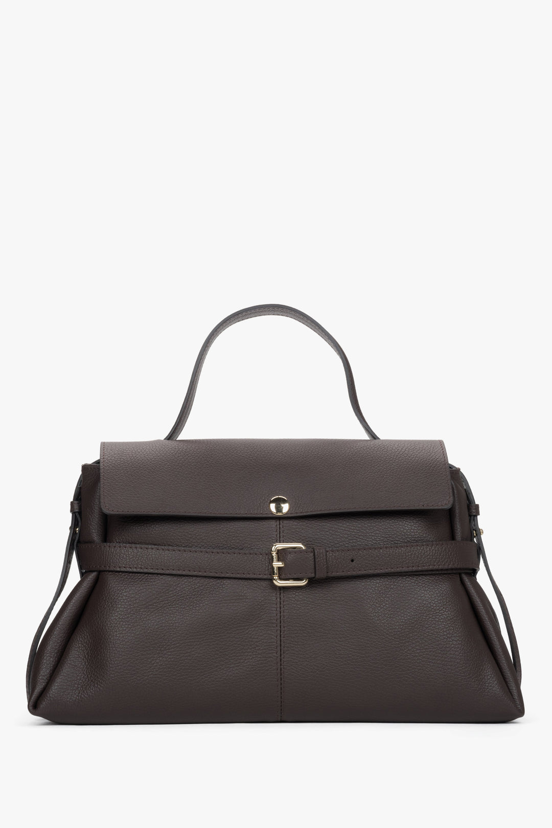 Ciemnobrązowa torba damska typu tote z włoskiej skóry naturalnej Premium Estro ER00118552.