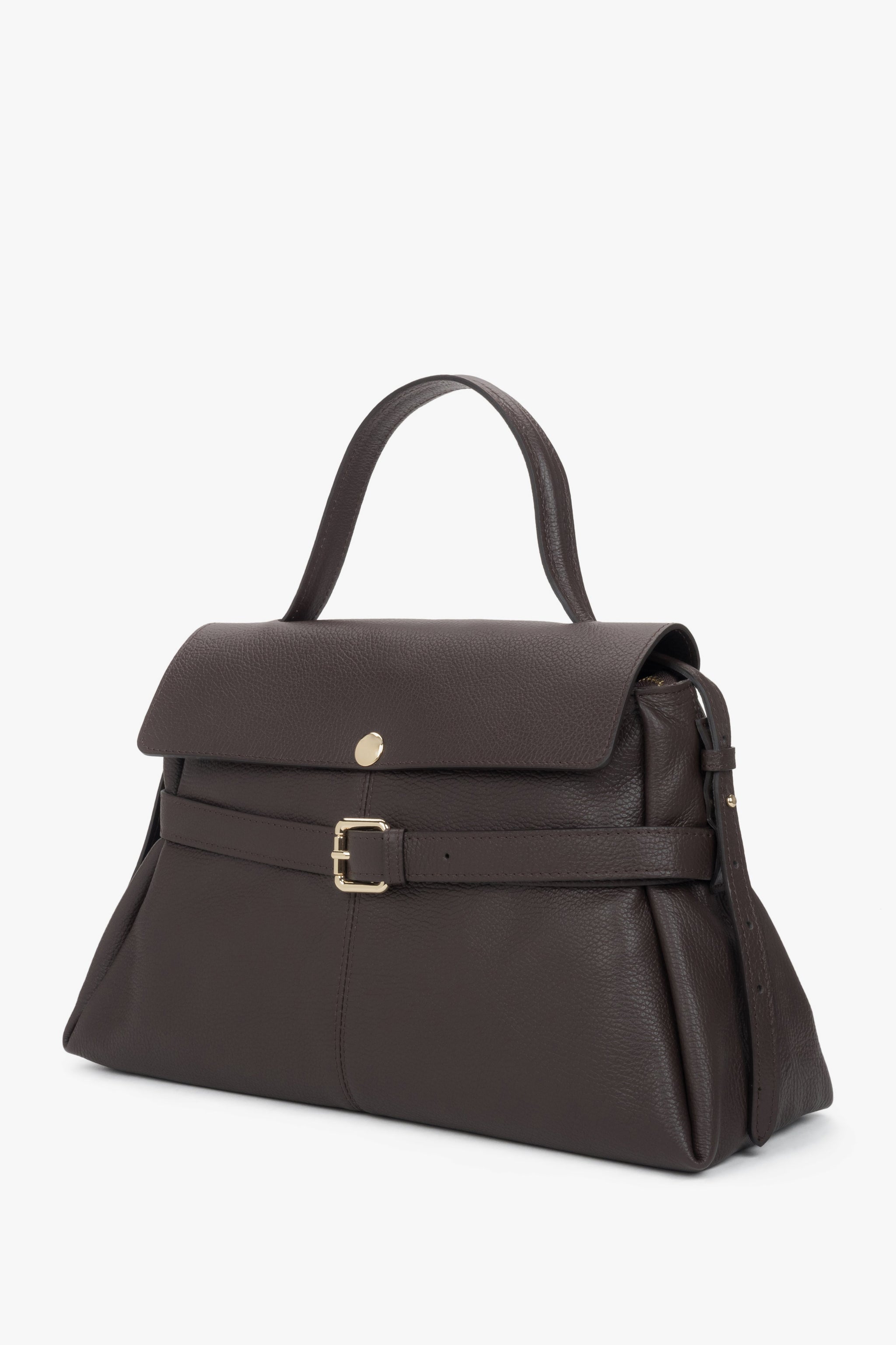 Torba damska typu tote, ciemnobrązowa, z włoskiej skóry naturalnej Premium, Estro.