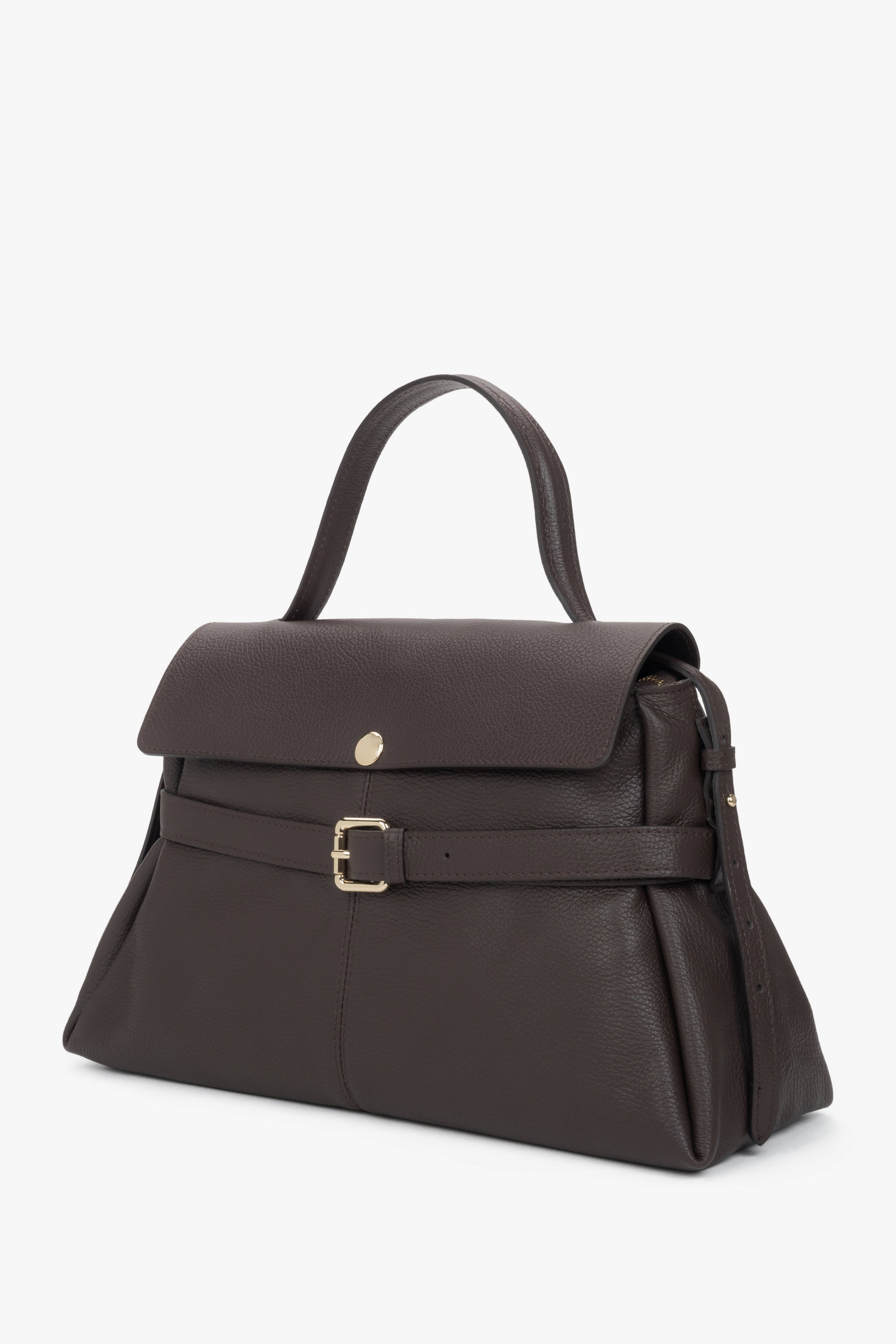 Torba damska typu tote, ciemnobrązowa, z włoskiej skóry naturalnej Premium, Estro.