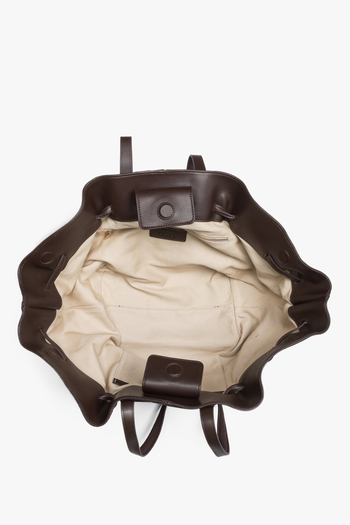 Torba na ramię, ciemnobrązowa, z długimi rączkami, z weluru naturalnego, Estro.