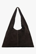 Ciemnobrązowa torebka damska typu hobo z włoskiego weluru naturalnego Premium ER00118649.