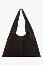 Ciemnobrązowa torebka damska typu hobo z włoskiego weluru naturalnego Premium ER00118649.