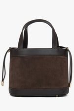 Ciemnobrązowa torebka damska typu kuferek z naturalnego włoskiego weluru i skóry Estro ER00118563.