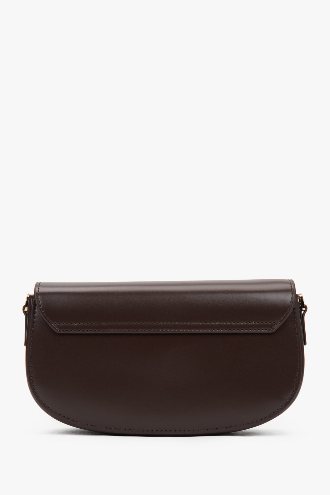 Ze skóry naturalnej, ciemnobrązowa torebka damska na ramię w kształcie podkowy Estro.