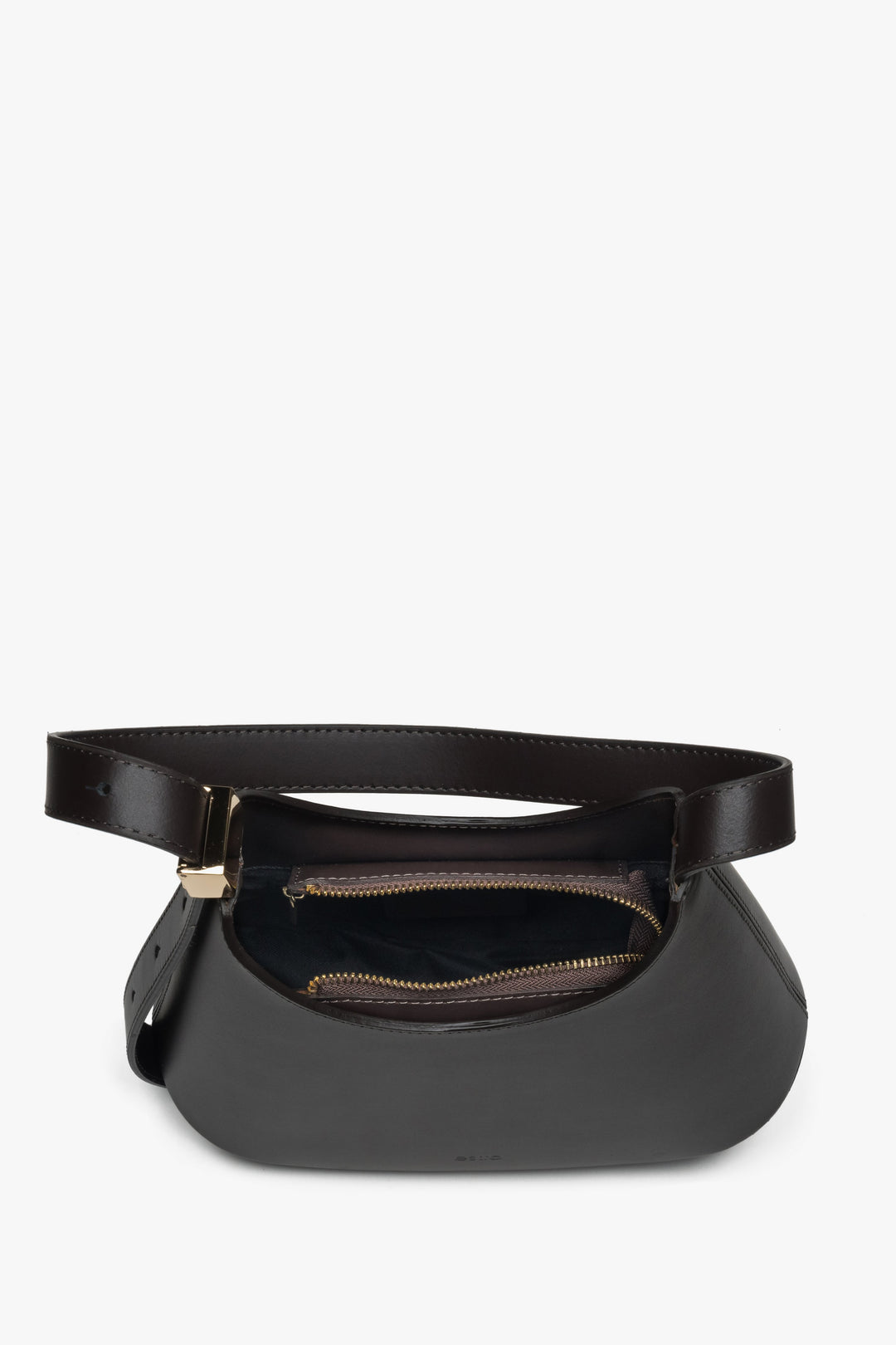 Ciemnobrązowa torebka damska Estro, na ramię, z włoskiej skóry naturalnej Premium.