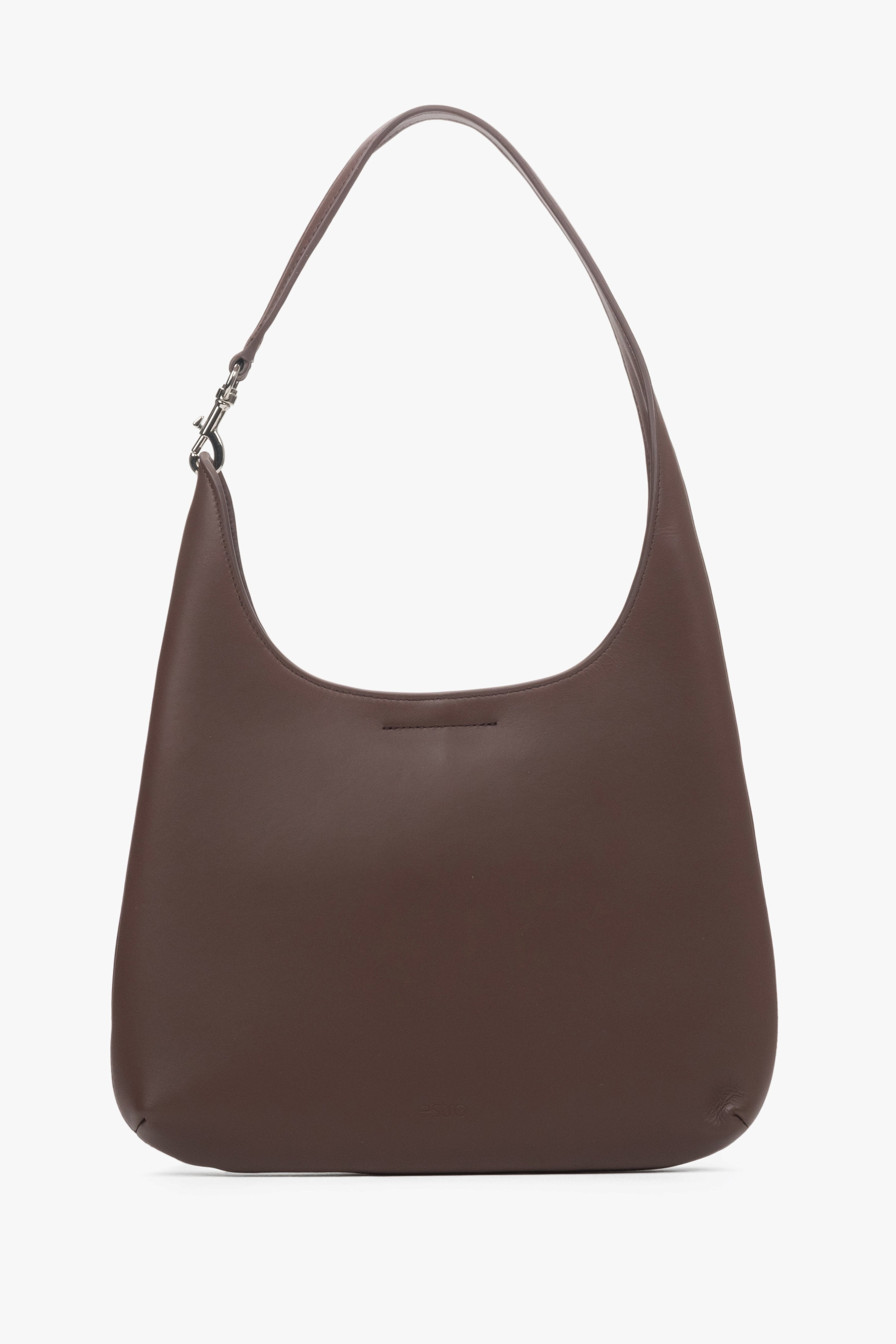 Ciemnobrązowa torebka damska typu shopper ze skóry naturalnej Estro ER00118916.