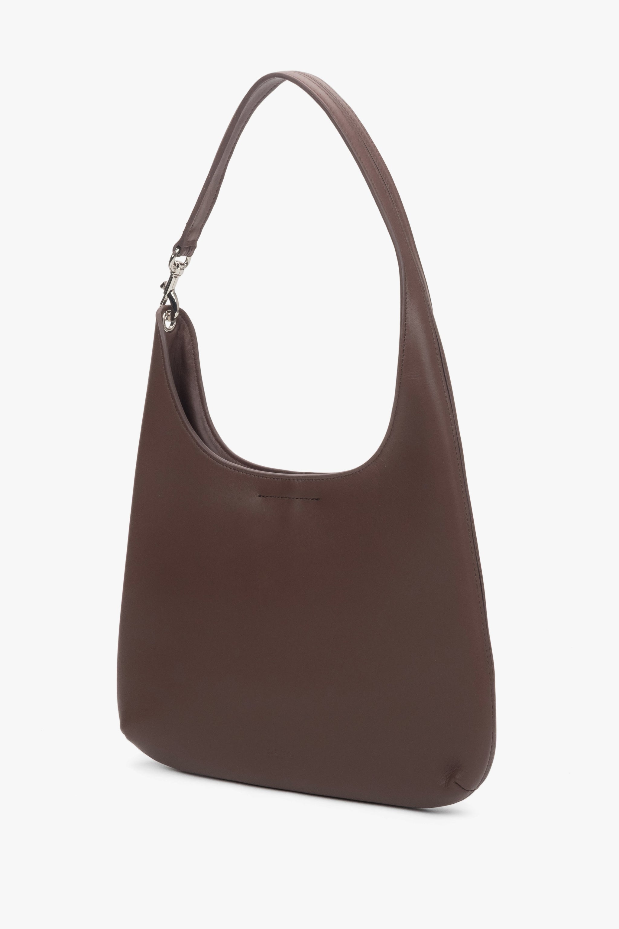 Damska ciemnobrązowa torebka typu shopper ze skóry naturalnej Estro.