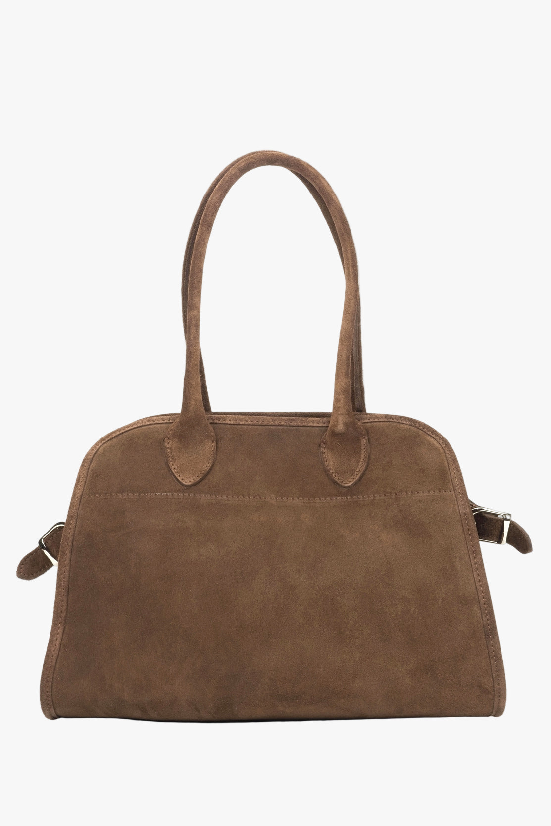 Torebka damska w ciemnobrązowym kolorze, typu kuferek, uszyta z włoskiego naturalnego weluru Premium.