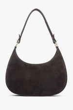 Ciemnobrązowa torebka damska typu shoulder bag z włoskiego weluru naturalnego Premium Estro ER00118162.