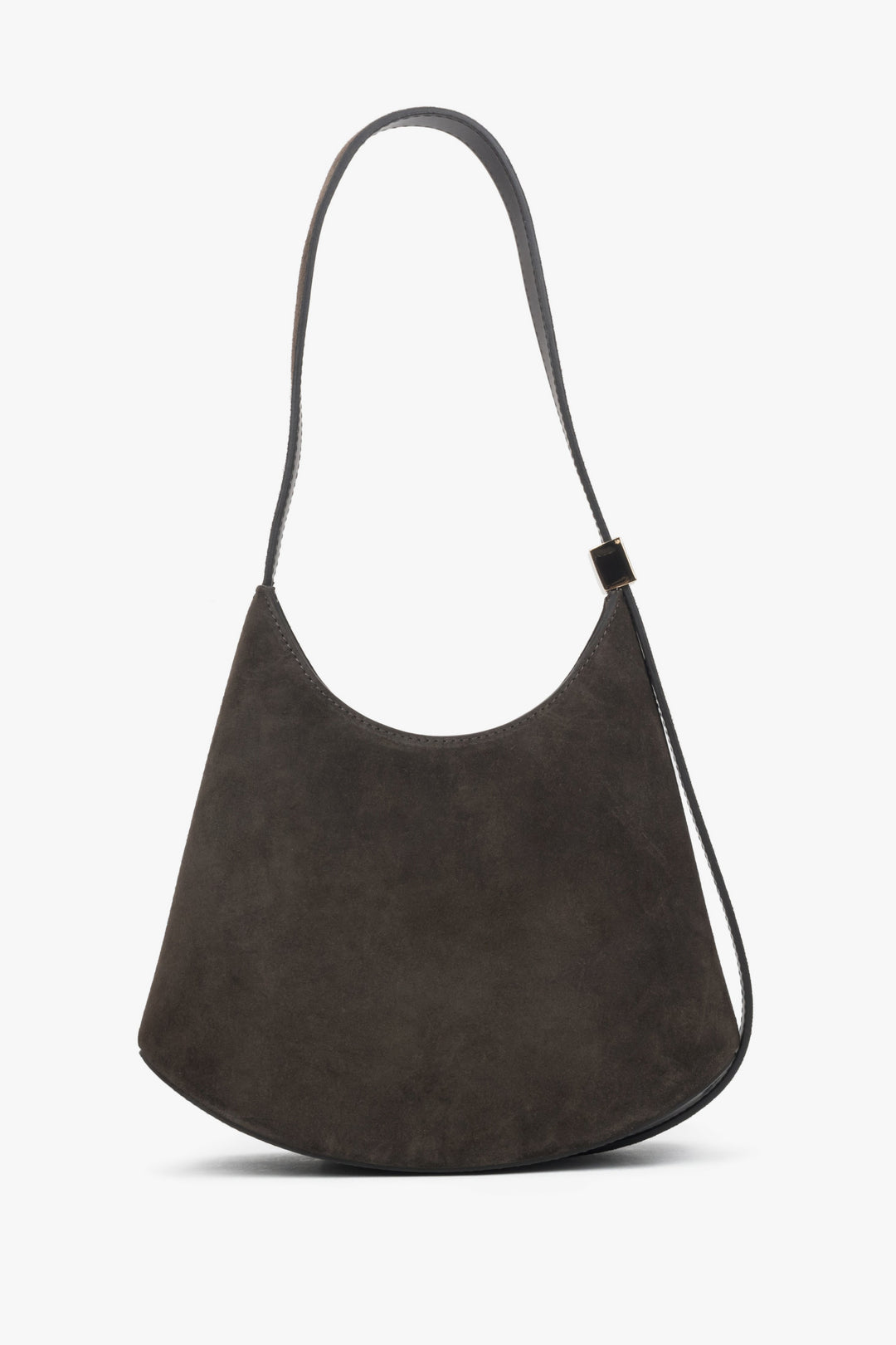 Ciemnobrązowa torebka na ramię z włoskiego weluru naturalnego Estro.