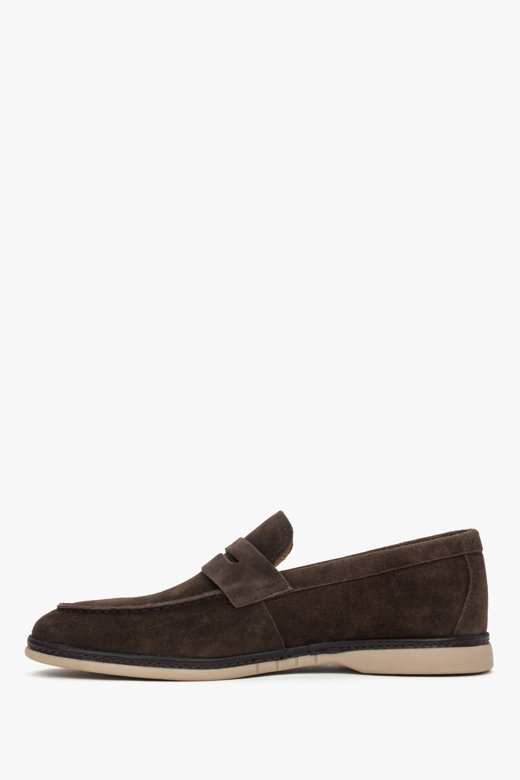 Męskie ciemnobrązowe casualowe loafersy z miękkiego weluru naturalnego Estro.