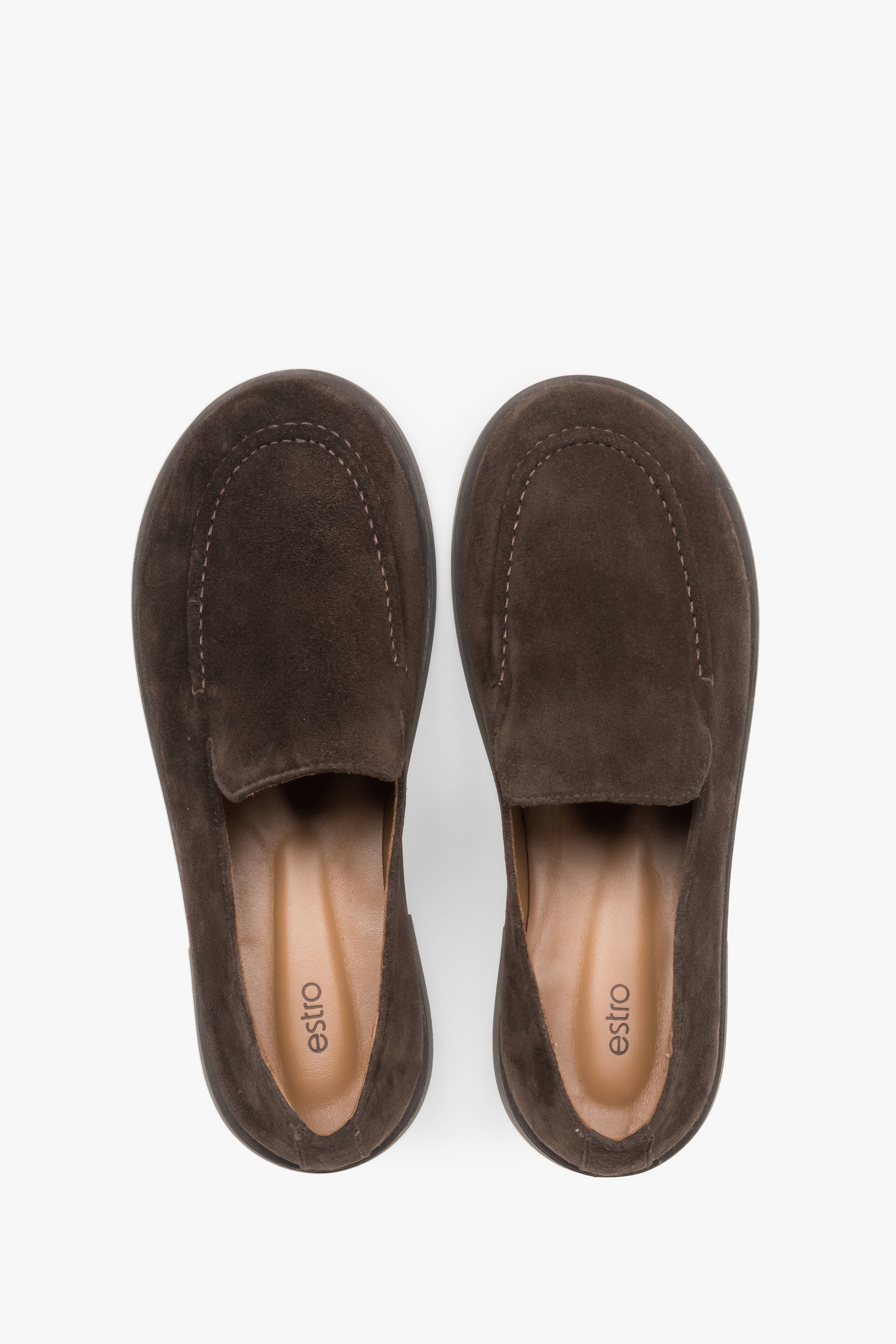 Ciemnobrązowe mokasyny damskie typu barefoot z włoskiego weluru naturalnego Premium.