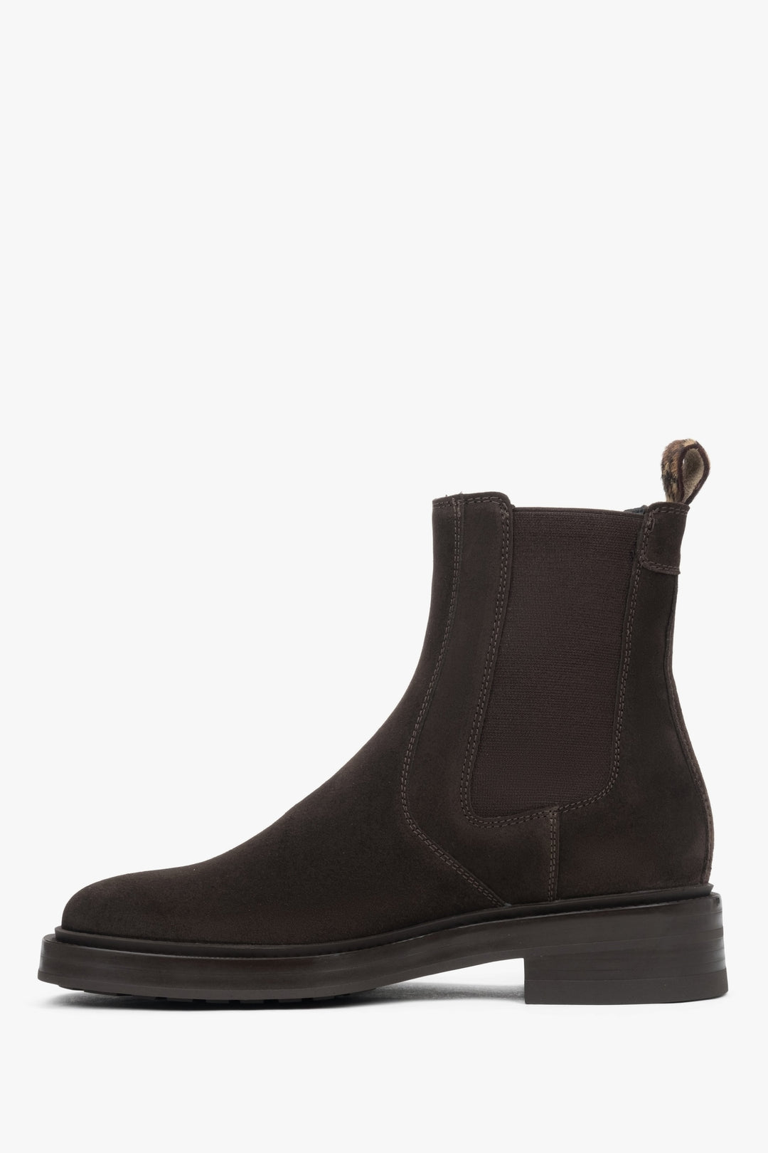 Sztyblety damskie Estro, ciemnobrązowe, z wysoką cholewą, z włoskiej skóry naturalnej Premium.