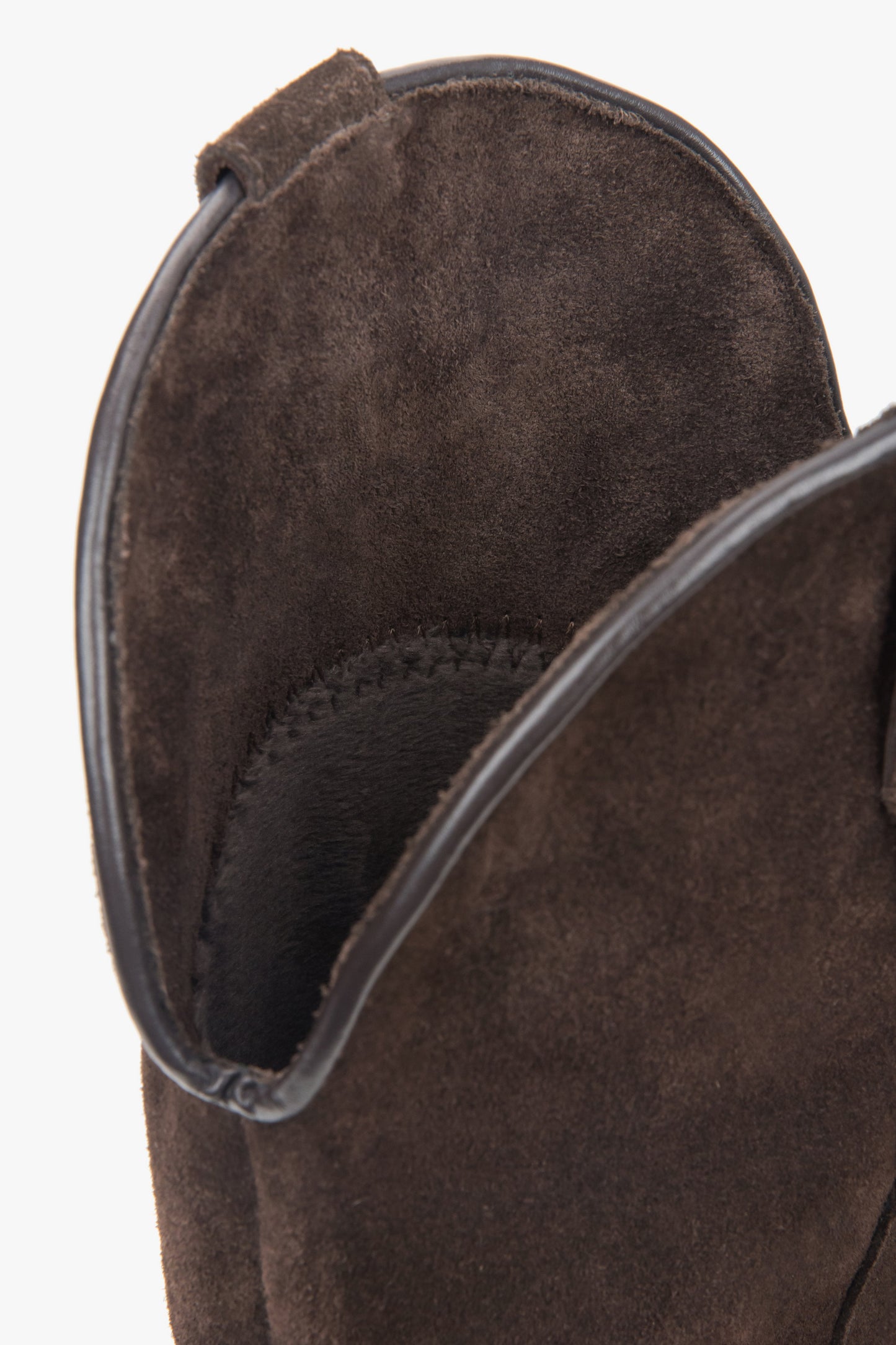 Ciemnobrązowe, wysokie kowbojki damskie Estro ER00118325, z włoskiego weluru naturalnego Premium.