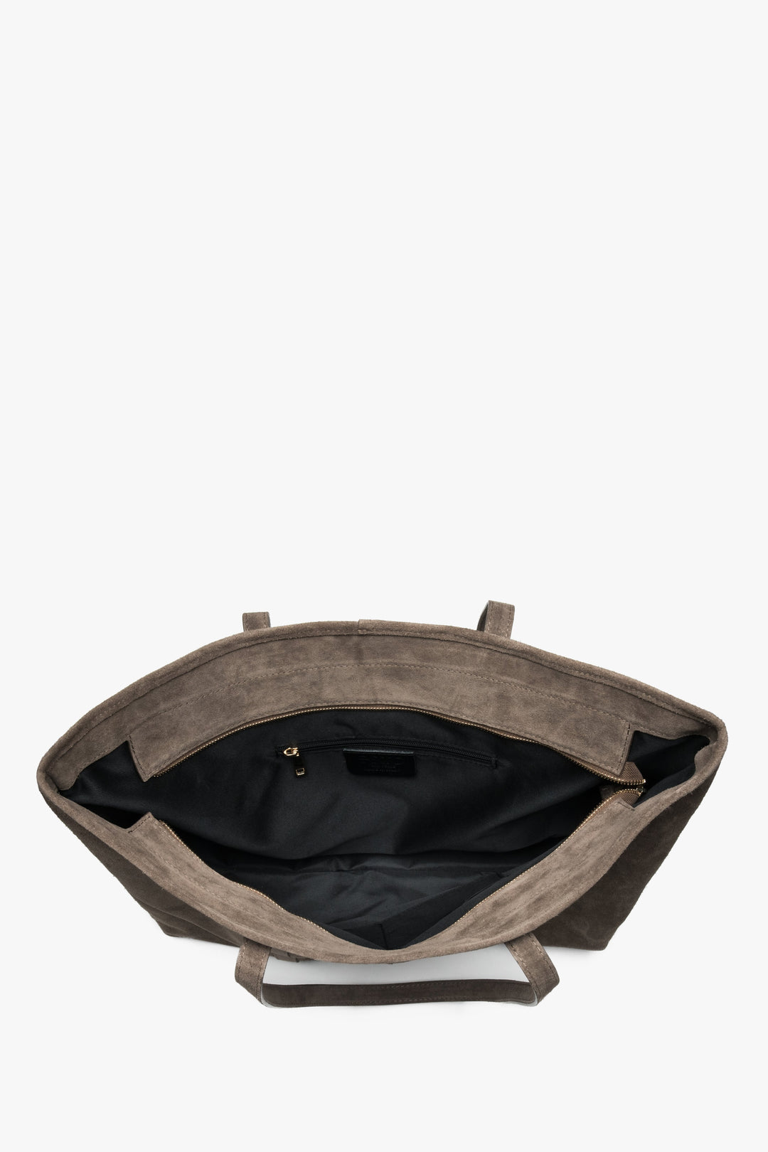 Shopperka damska, ciemnoszara, z włoskiego weluru naturalnego Premium, Estro.