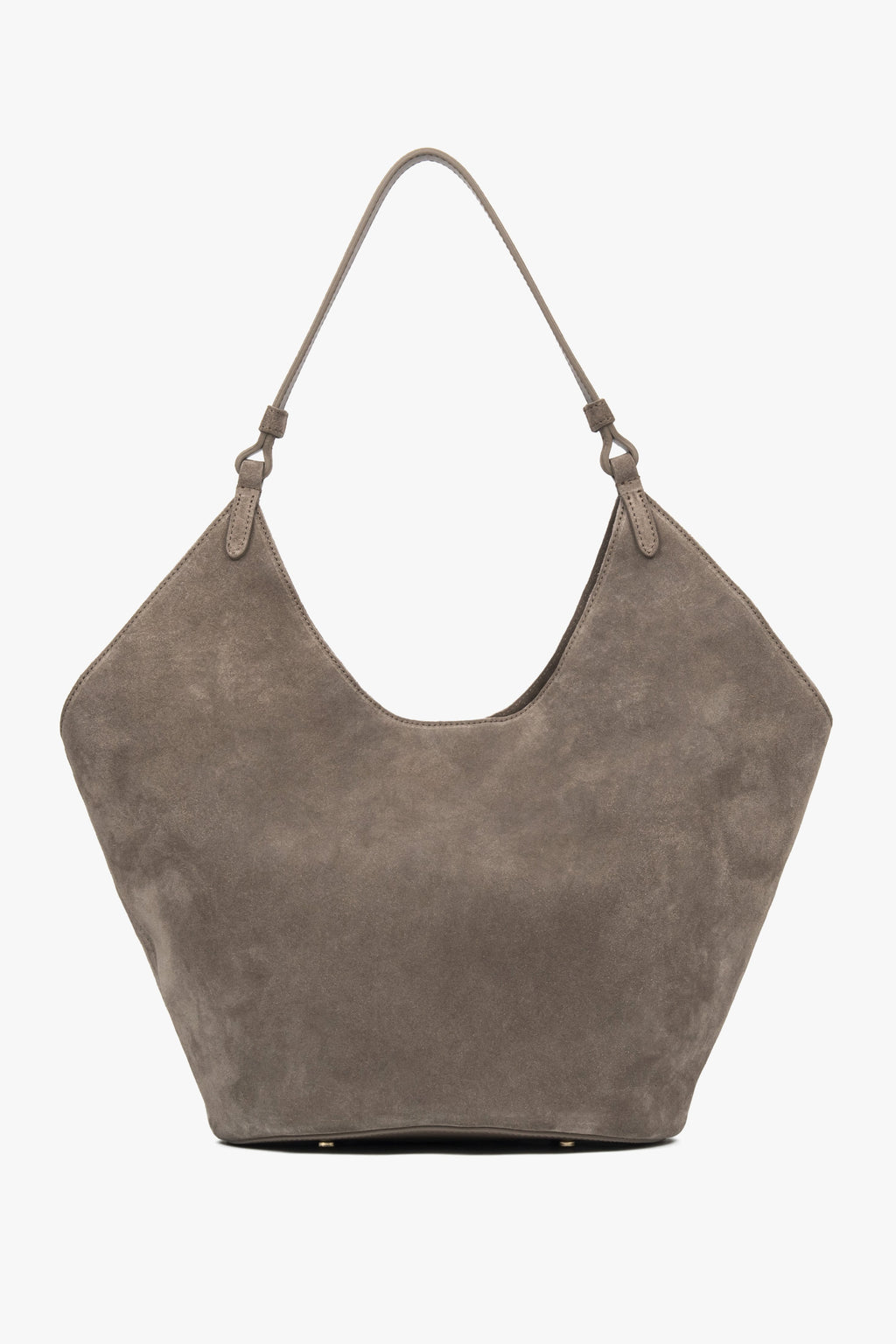 Ciemnoszara torebka damska Estro ER00118146, typu hobo, z włoskiego weluru naturalnego Premium.