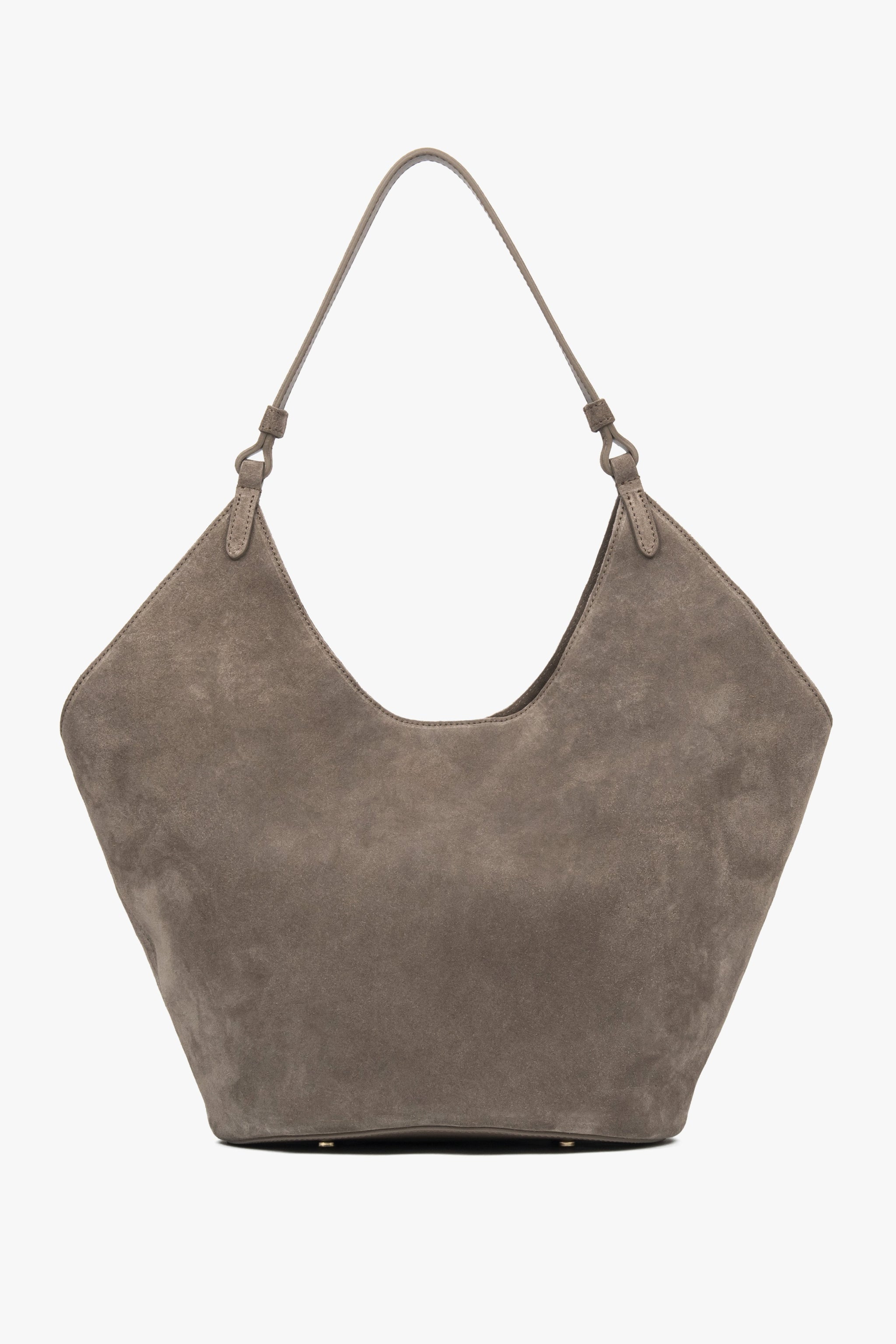 Ciemnoszara torebka damska Estro ER00118146, typu hobo, z włoskiego weluru naturalnego Premium.