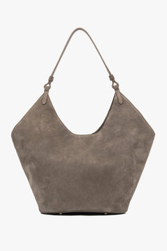 Ciemnoszara torebka damska Estro ER00118146, typu hobo, z włoskiego weluru naturalnego Premium.