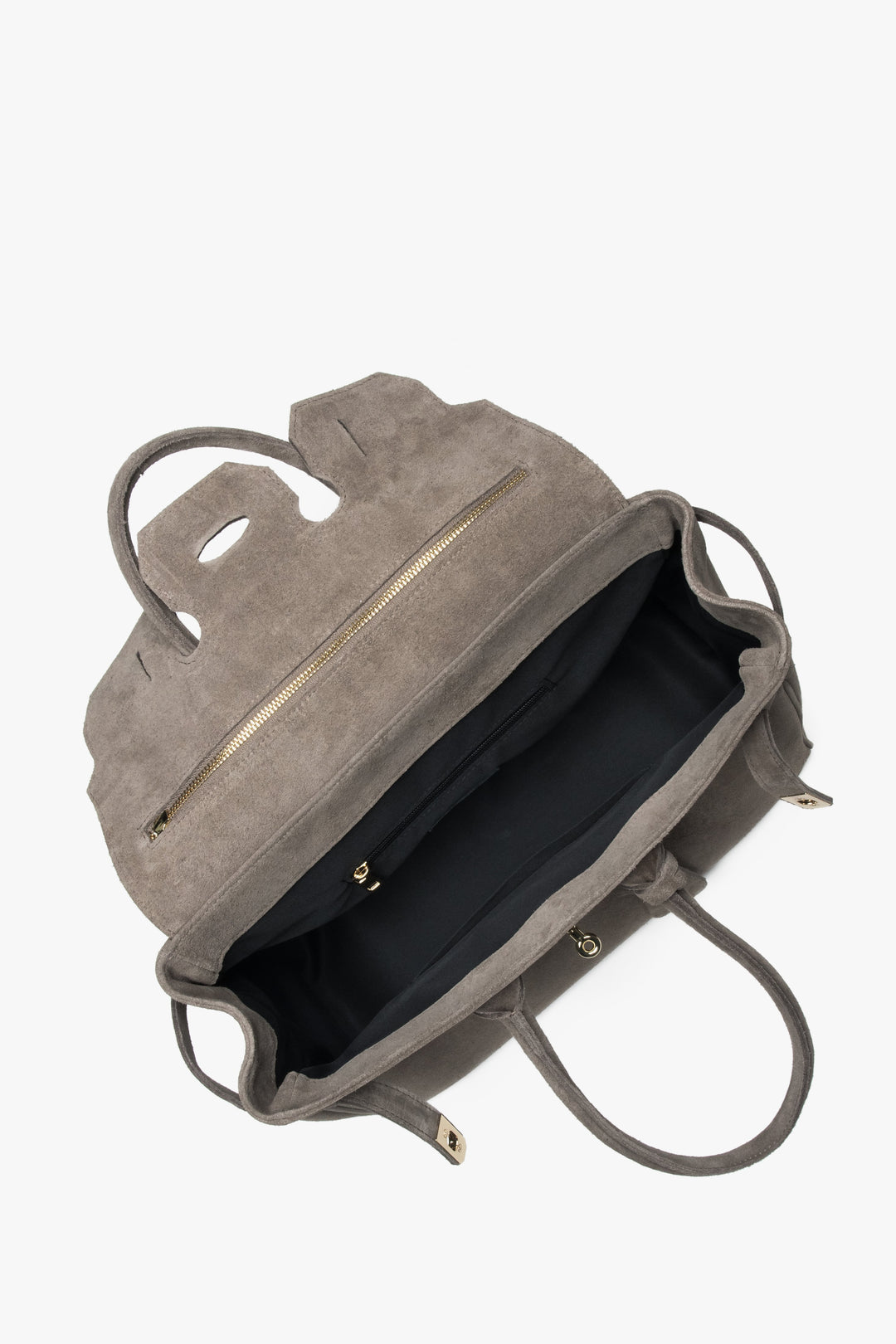 Z włoskiego weluru naturalnego Premium, ciemnoszara torebka damska typu kuferek Estro.