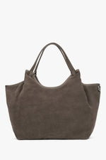 Ciemnoszara torebka damska typu shopper z włoskiego weluru naturalnego Premium Estro ER00118340
