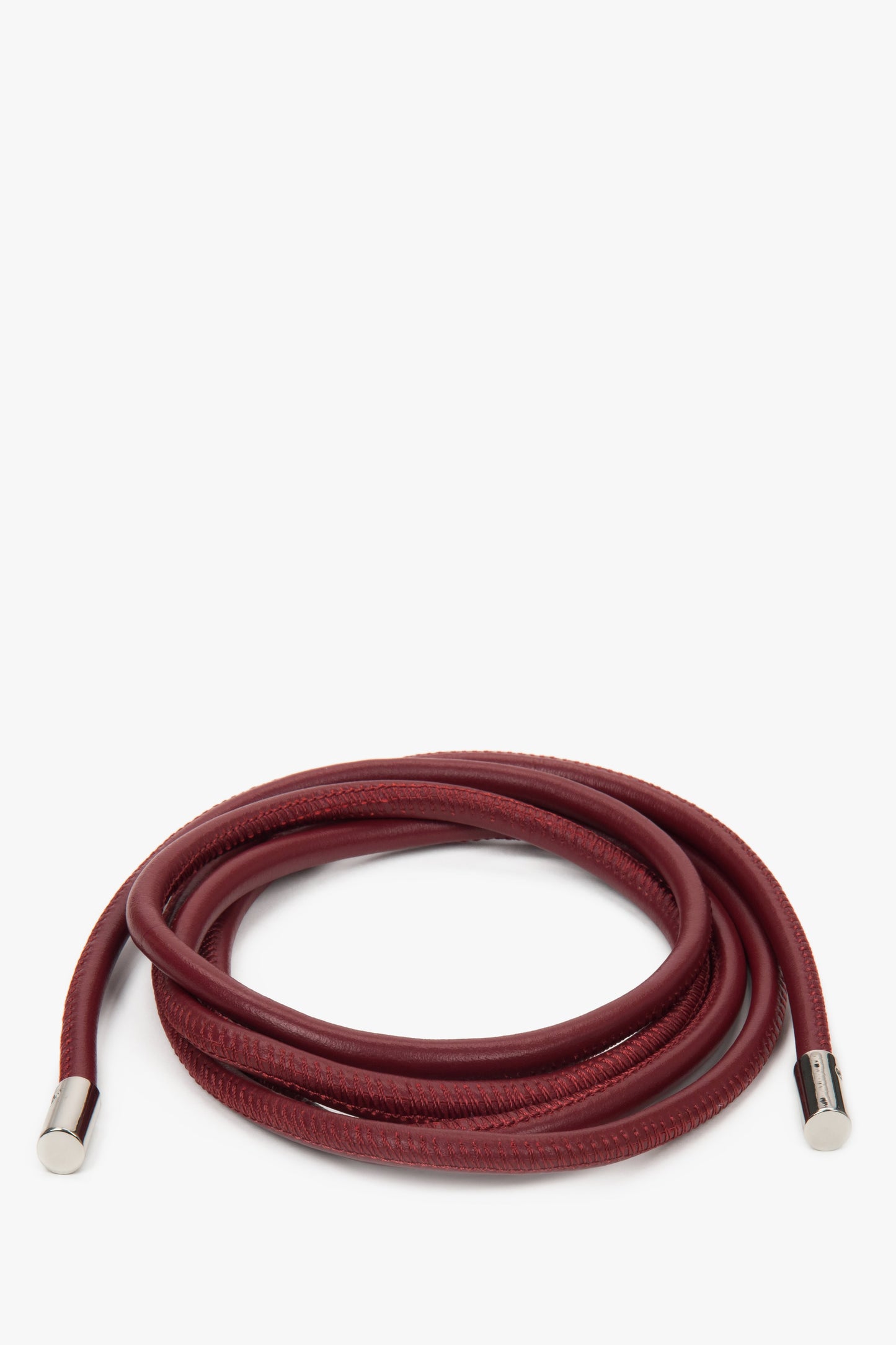 Cienki bordowy pasek ze skóry naturalnej Estro ER00118300.
