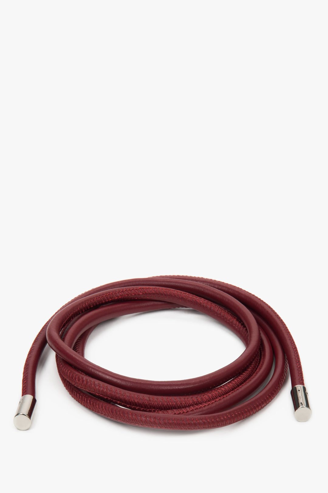 Cienki bordowy pasek ze skóry naturalnej Estro ER00118300.