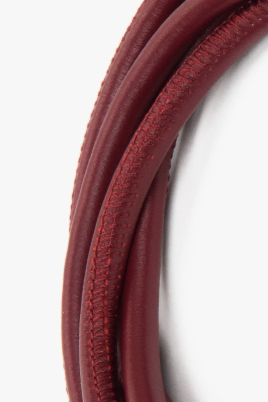 Pasek cienki, bordowy, ze skóry naturalnej, Estro ER00118300.
