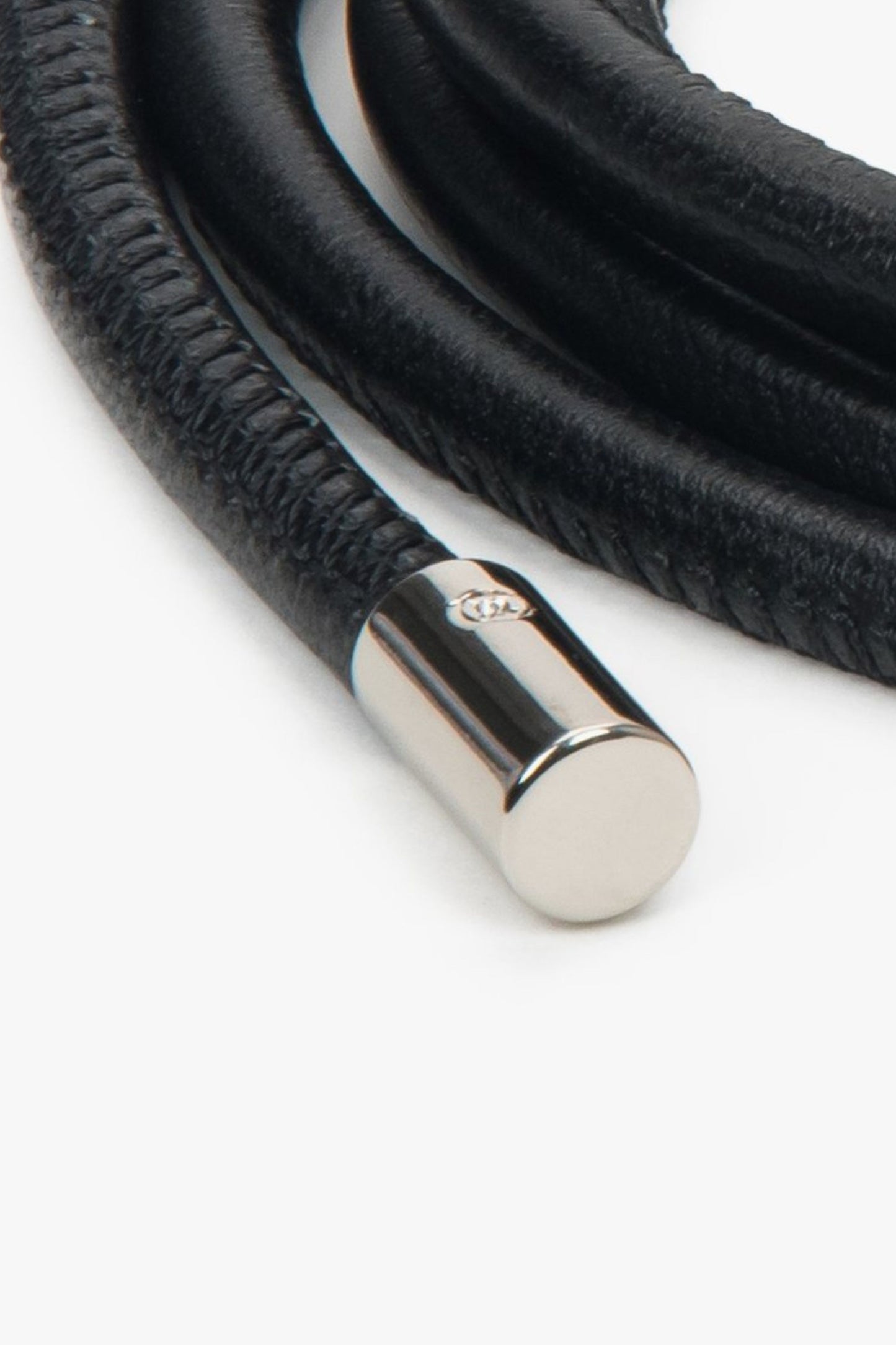 Pasek cienki, czarny, ze skóry naturalnej, Estro ER00118299.