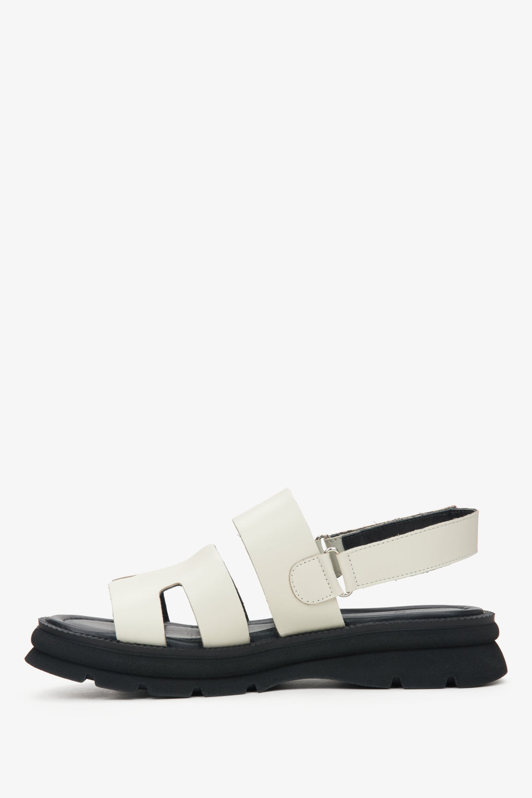 Białe damskie sandały ze skóry naturalnej Estro - profil buta.