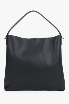 Skórzana torebka shopper bag damska czarna z krótkimi uszami marki Estro
