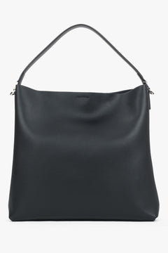Damska torba typu shopper ze skóry czarna na krótkich rączkach Estro