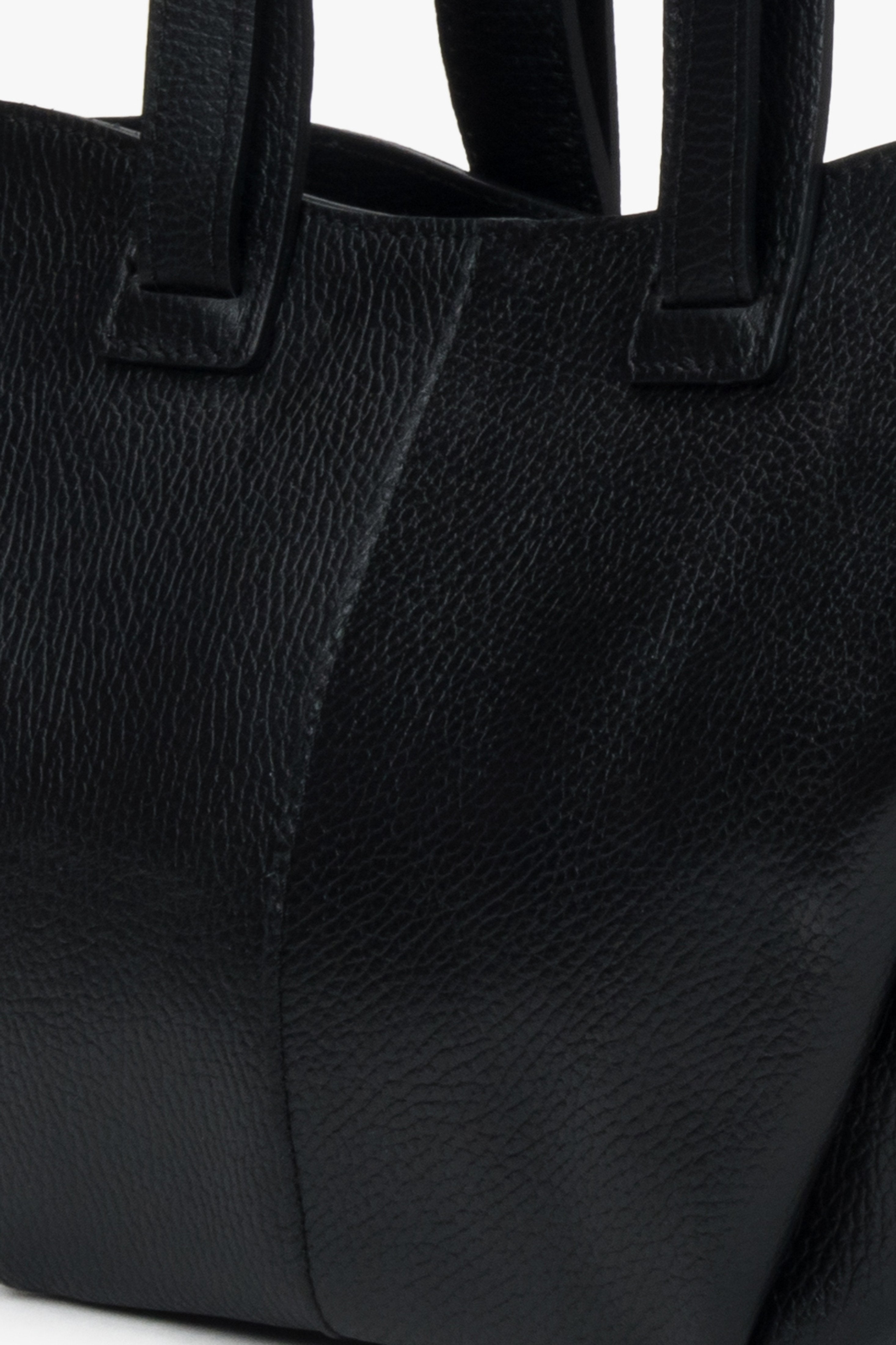 Czarna torba shopper damska z włoskiej skóry naturalnej Premium Estro.