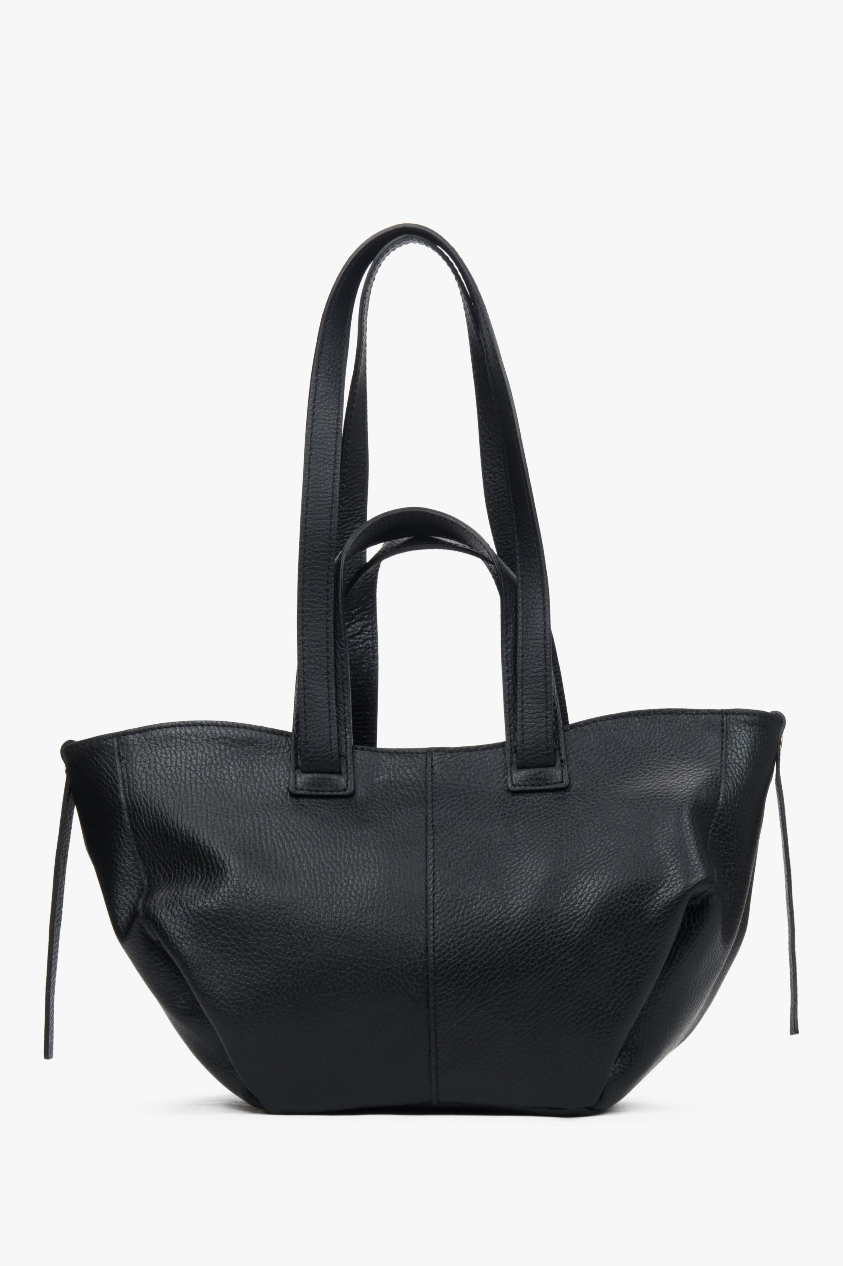 Duża czarna torba shopper z włoskiej skóry Premium dla kobiet marki Estro.