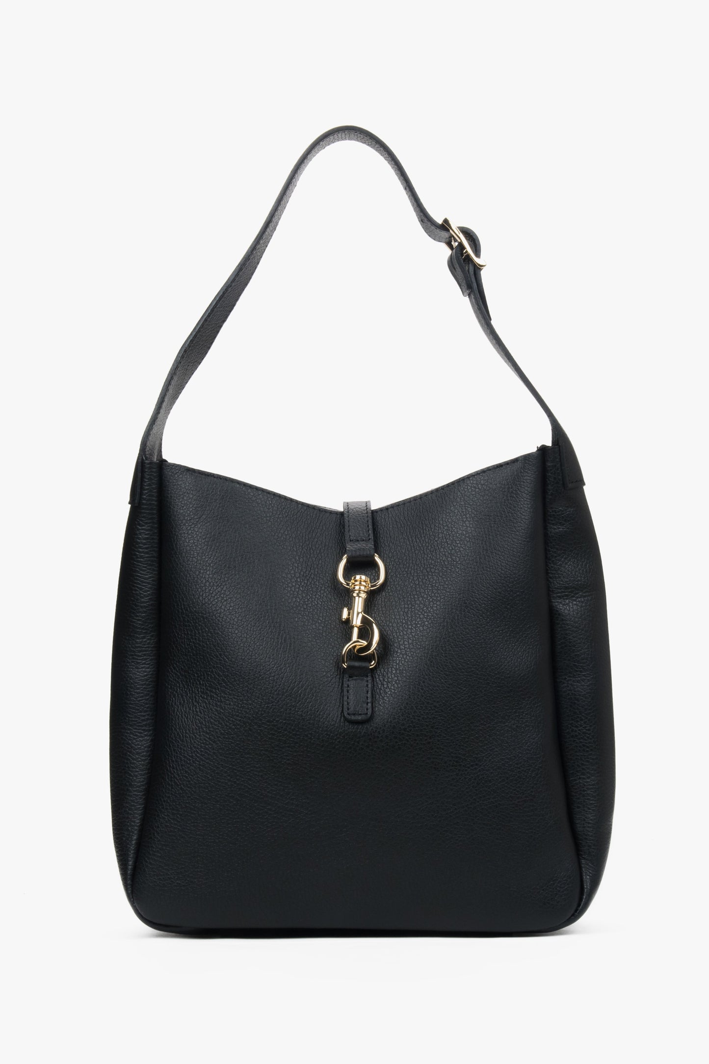 Czarna torba damska typu shopper z włoskiej skóry naturalnej Premium Estro ER00117493.