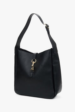 Torba typu shopper z czarnej włoskiej skóry naturalnej.
