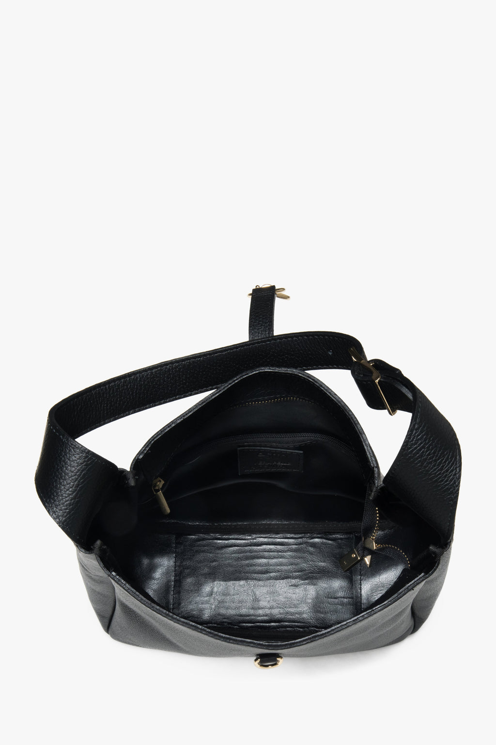 Stylowa czarna torba shopper ze skóry naturalnej.