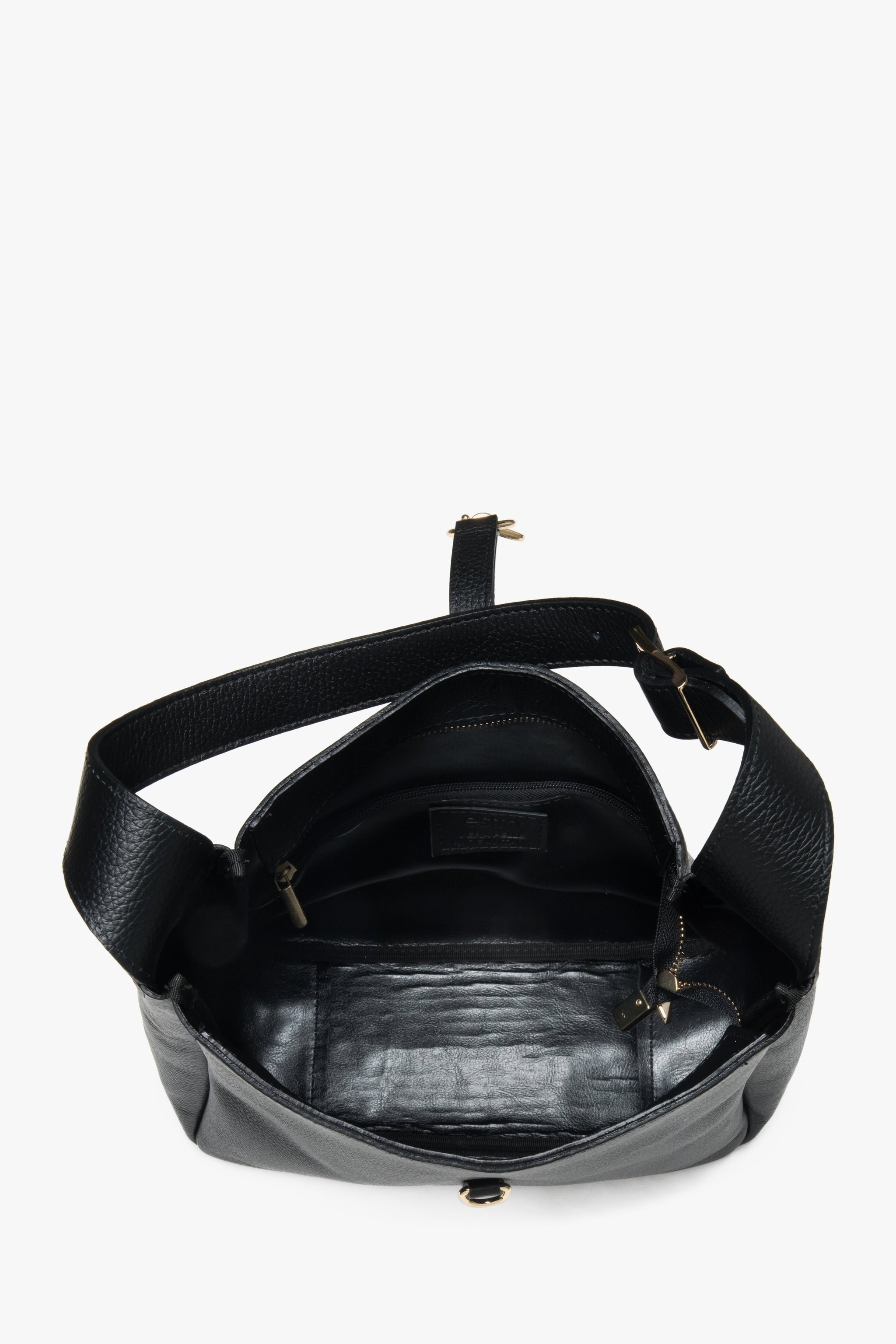 Stylowa czarna torba shopper ze skóry naturalnej.