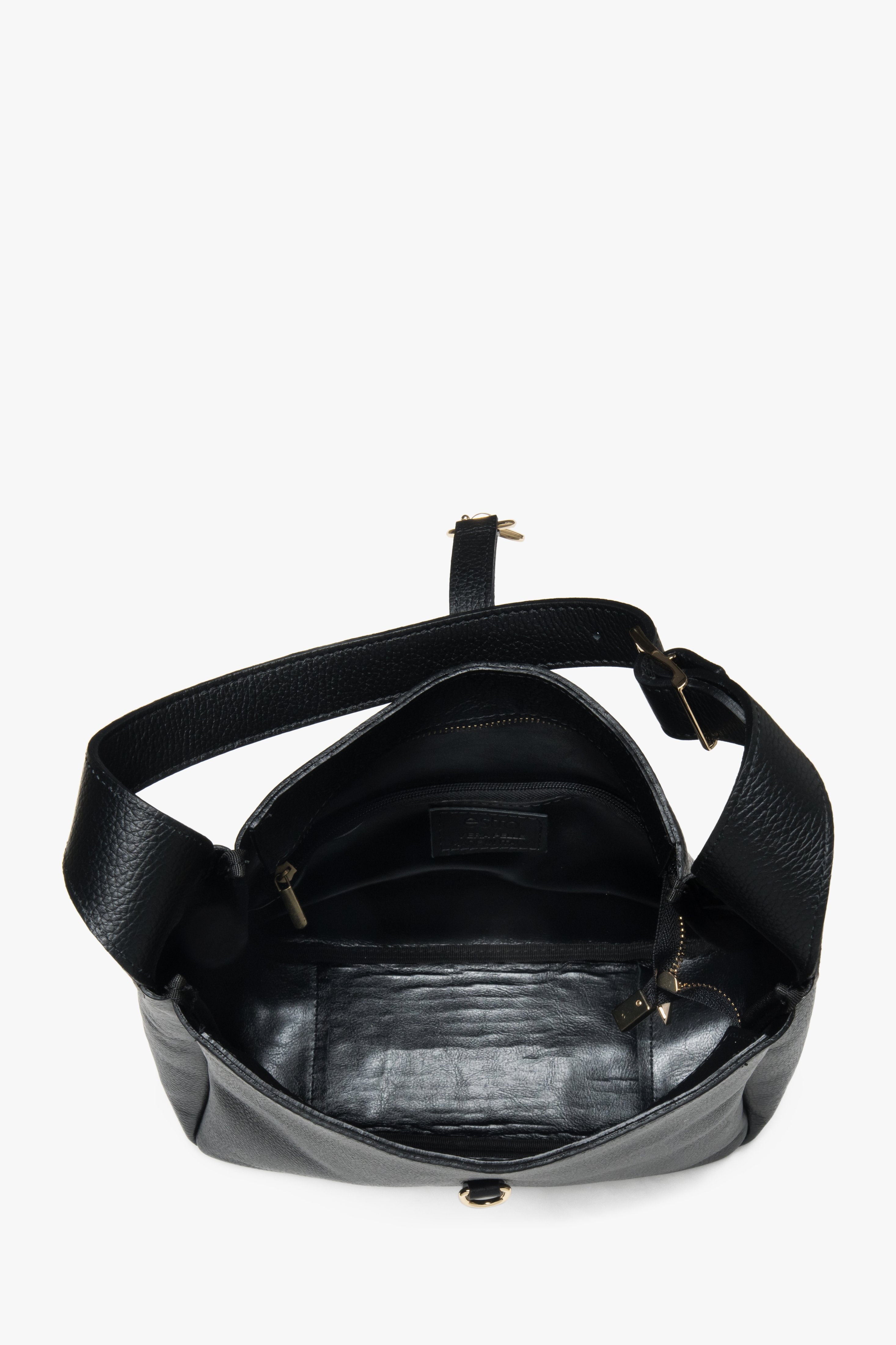 Stylowa czarna torba shopper ze skóry naturalnej.